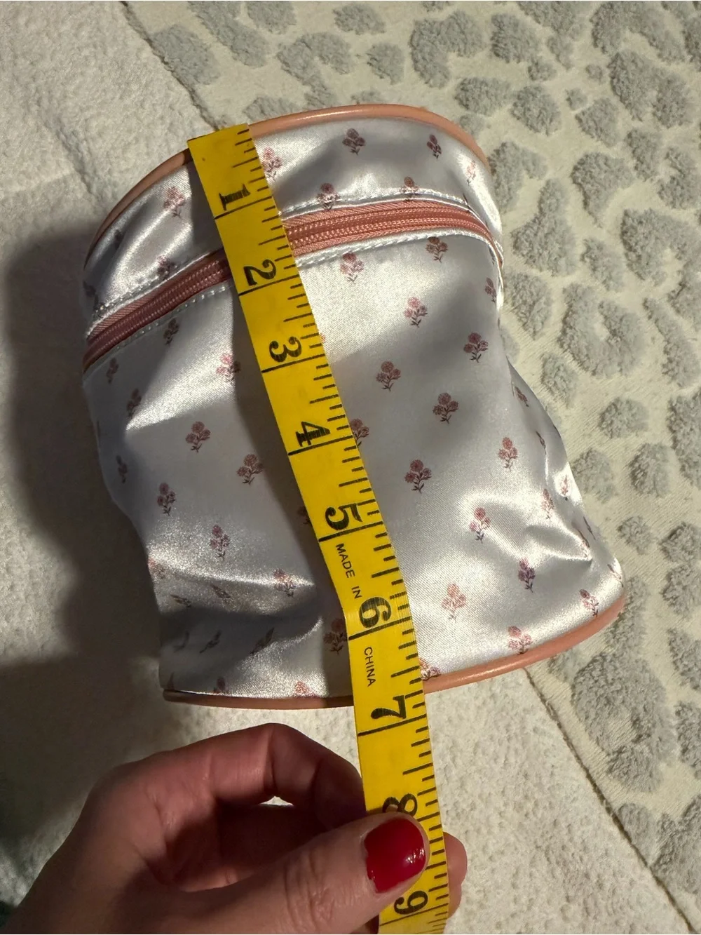 Floral Cosmetic Travel Case - White with Pink Rose Print